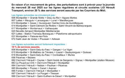 Mouvement de grève « Courriers du Midi », Perturbation Hérault transport, Mercredi 28 mai