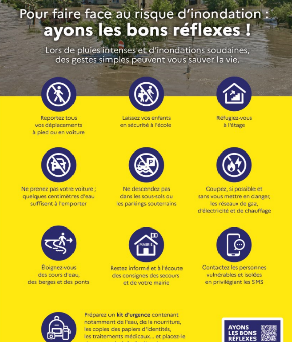 Pluie-Inondation : Ayons les bons réflexes face au risque d&rsquo;inondation pour nous protéger